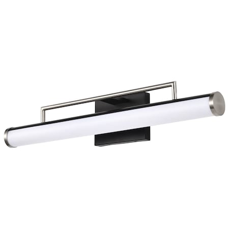 Nuvo Solano LED Medium Vanity, Black and Brushed Nickel Finish, White Acrylic Lens 62/658